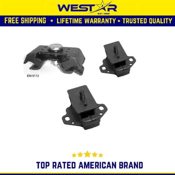 Motor & Trans Mount Set 3PCS Compatible for 1987-1995 Toyota 4Runner 2.4L Compatible for Manual Trans Replaces 9113 8164 8164