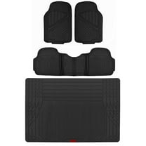 Motor Trend 100 Percent Odorless Car Floor Mats with Standard Trunk Cargo Mat, 4 Pieces Rubber Protection, Black Beige Gray
