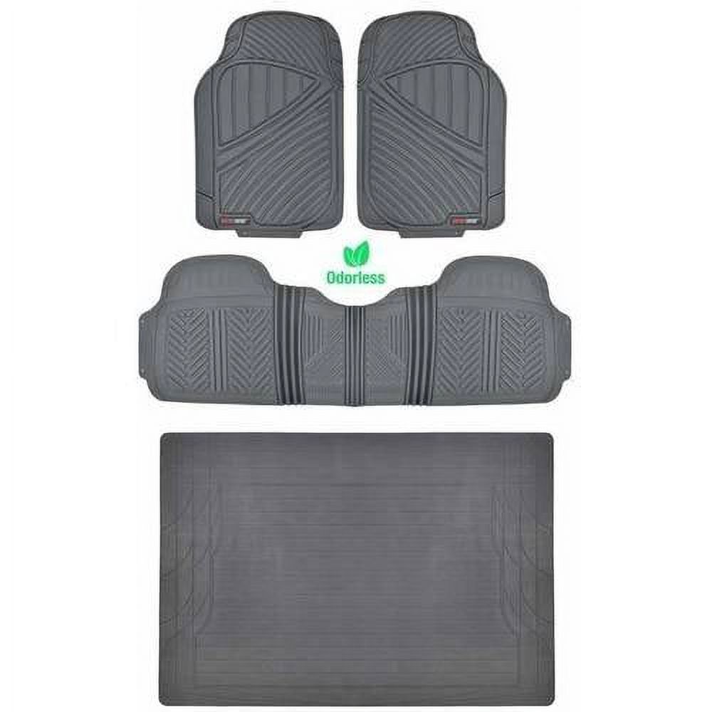 Motor Trend 100 Percent Odorless Car Floor Mats with Standard Trunk Cargo Mat, 4 Pieces Rubber Protection, Black Beige Gray - image 1 of 8