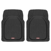Motor Trend FlexTough Deep Dish Front Rubber Car Mats, 2-Piece Universal Trim-to-Fit, Heavy Duty All-Weather Auto Liners, for Car Truck SUV Van, Black
