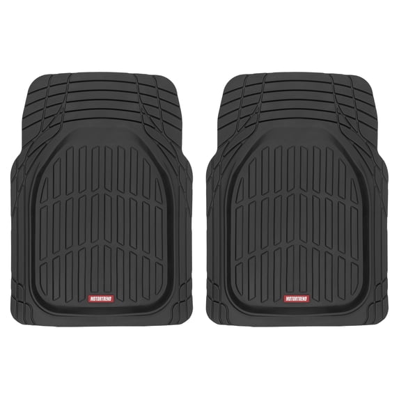 Motor Trend FlexTough Deep Dish Front Rubber Car Mats, 2-Piece Universal Trim-to-Fit, Heavy Duty All-Weather Auto Liners, for Car Truck SUV Van, Black