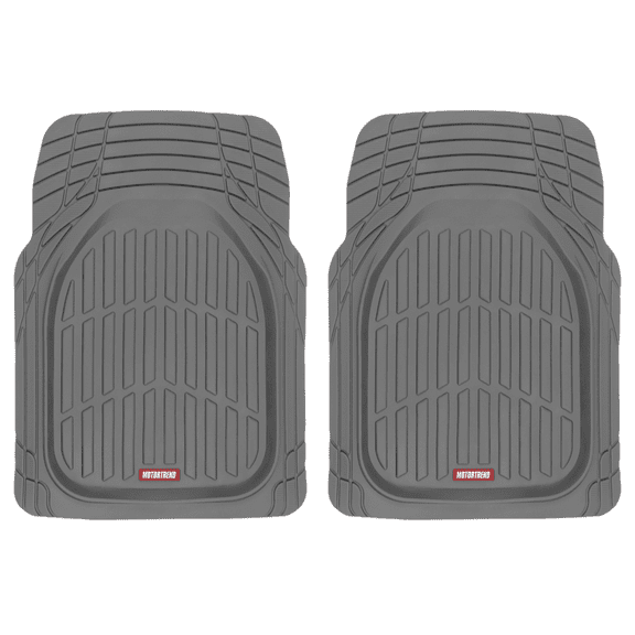 Motor Trend 2 Piece Front Car Floor Mats- Gray FlexTough Contour Liners-Deep Dish Heavy Duty Rubber Floor Mats for Car SUV Truck & Van-All Weather Protection, Universal Trim to Fit