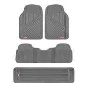 BDK Motor Trend 3-Row Heavy Duty Rubber Floor Mats & Liners for Car SUV Van, Front 2nd & 3rd Row Durable Polymerized Latex Full Interior Protection, Extra-High Ridgeline Design, Gray