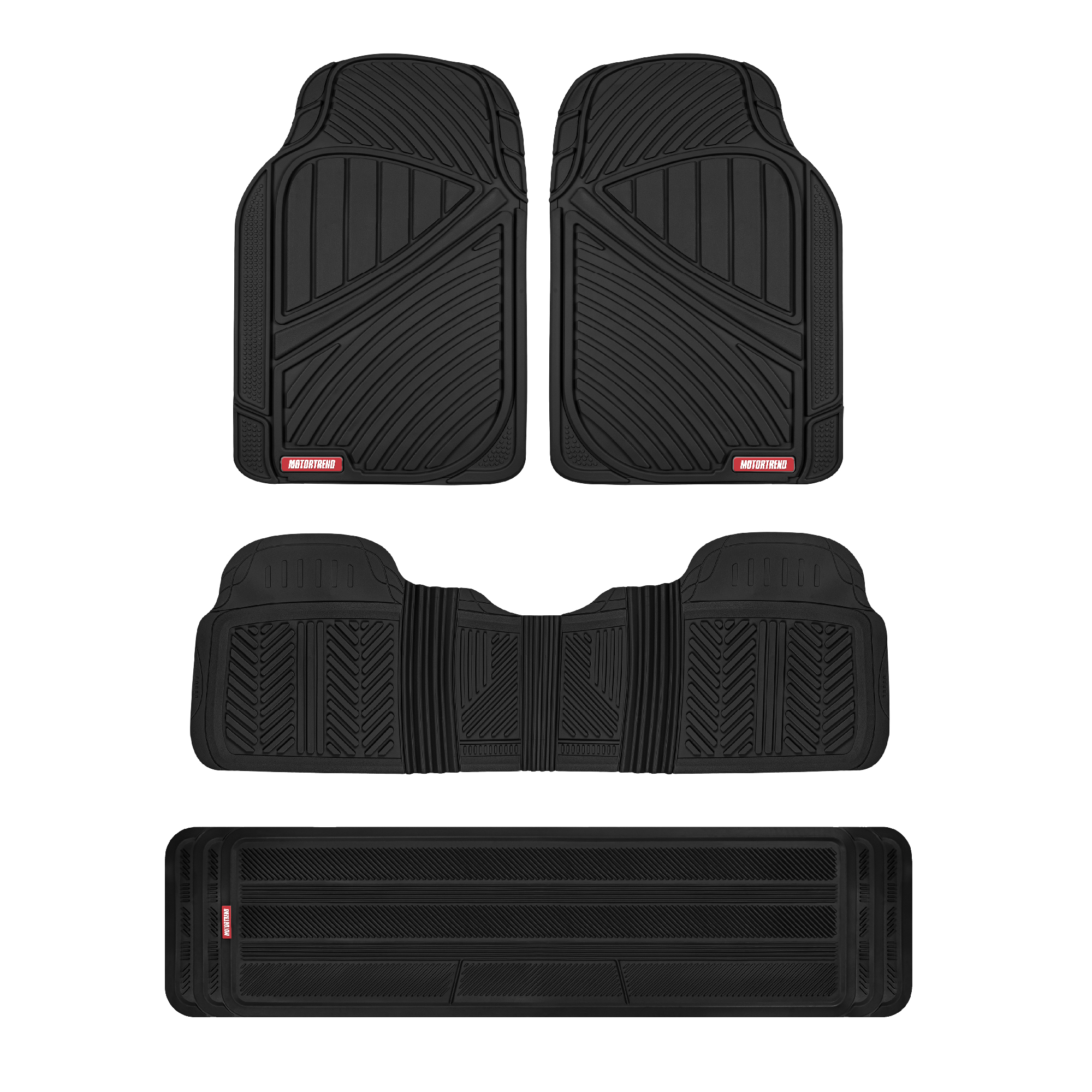 Motor Trend Trim-All Heavy Duty Rubber Car Floor Mats & Cargo Trunk Liner – Black (Trimmable)