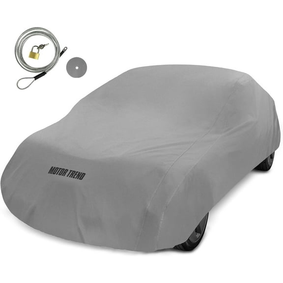 Motor Trend 4-Series Car Cover Universal Fit - All-Weather Protection Water & Scratch Resistant Breathable Fabric for Cars Trucks SUVs Vans - Fits Up to 210" Length