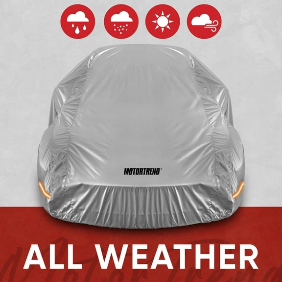 Motor Trend TrueShield Waterproof Car Cover - Heavy Duty Outdoor Fleece-Lined Sonic Coating - Ultimate 6 Layer Protection (XL Up to 210" L)