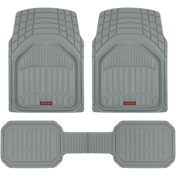 Motor Trend 943-GR FlexTough Defender Car Floor Mats -Next Generation Deep Dish Heavy Duty Contour Liners for Car SUV Truck & Van-All Weather Protection, Trim to Fit Most Vehicles Gray