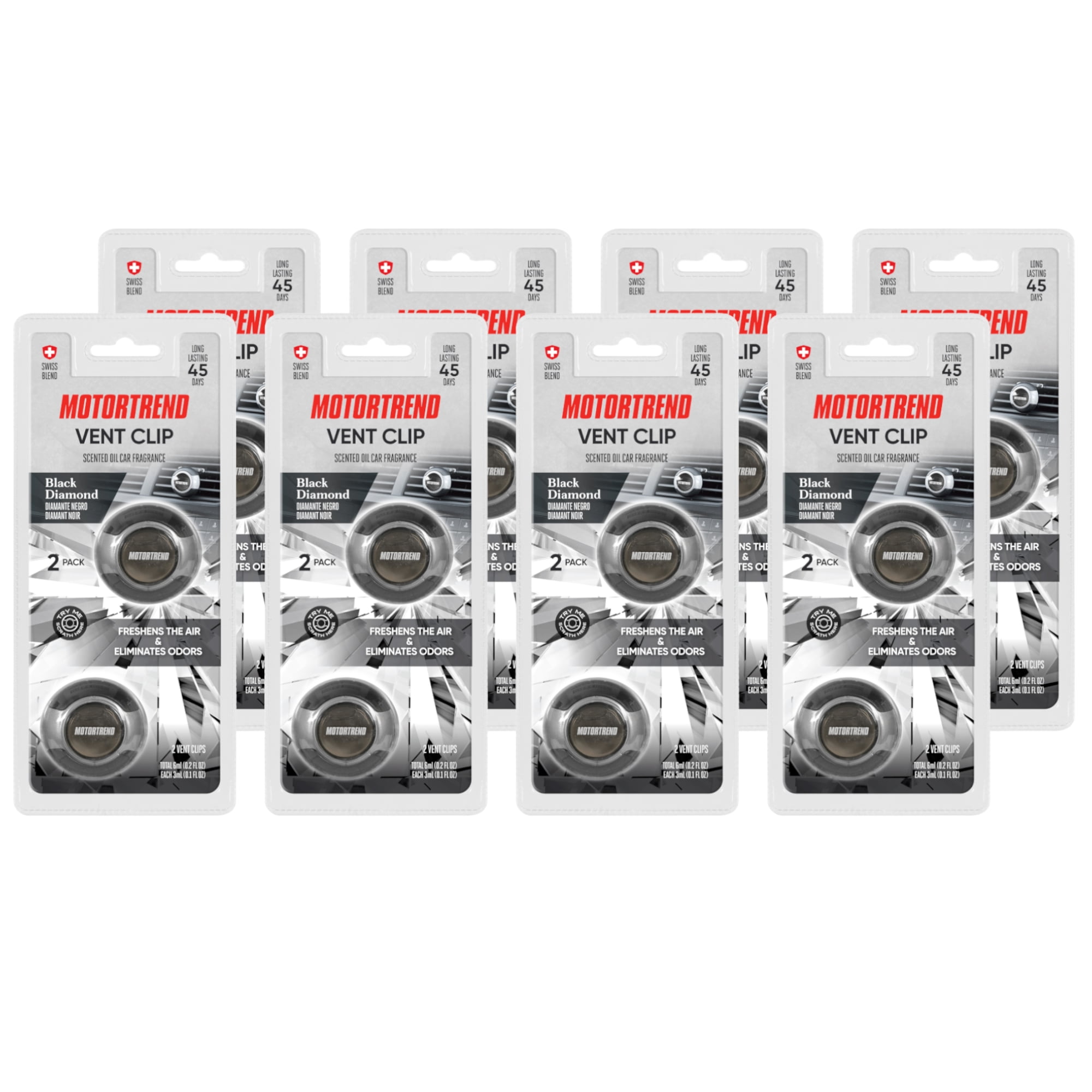 Motor Trend AF-302 (16 Count) Car Air Freshener Vent Clips for Car Truck Van SUV, Home & Kitchen, Long Lasting Odor Eliminator, Scented Oil Fragrance Diffuser - Black Diamond Scent, 16 Count