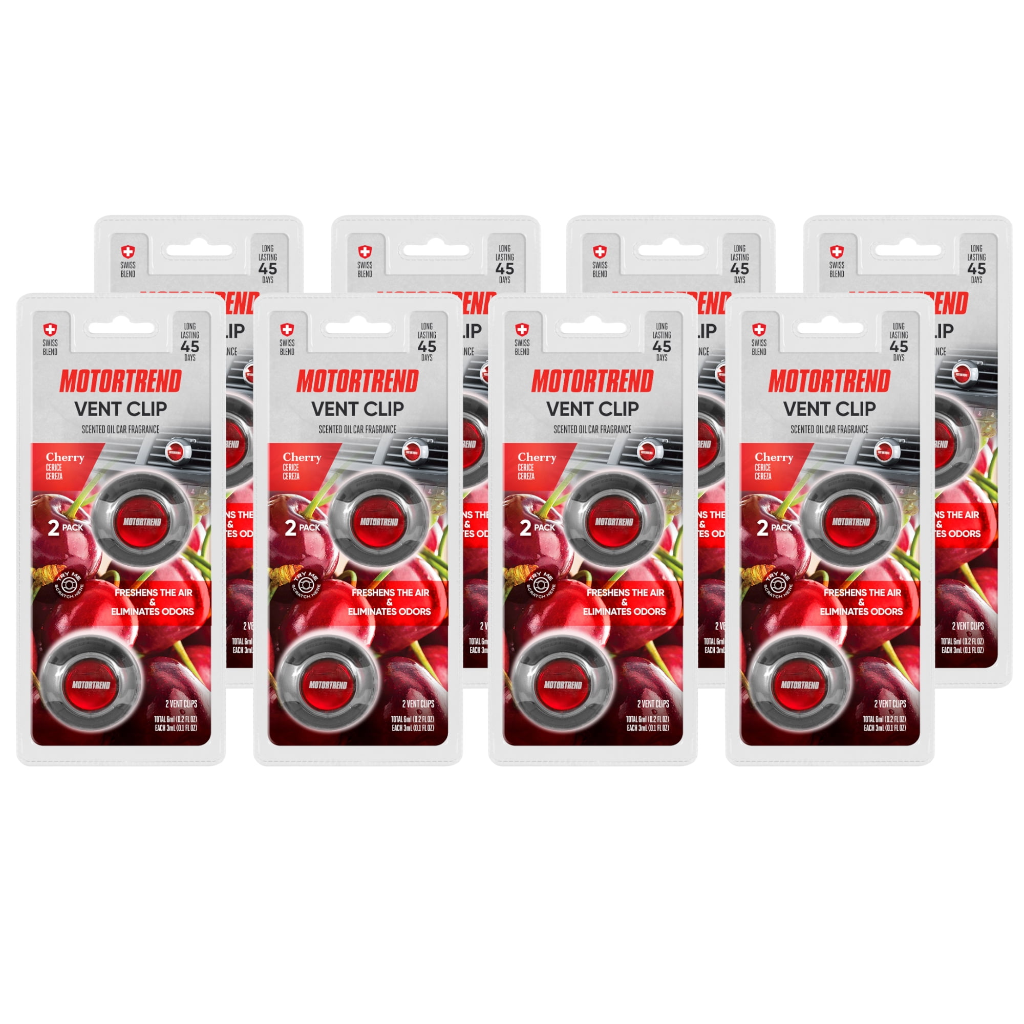 Motor Trend AF-302 (16 Count) Car Air Freshener Vent Clips for Car Truck Van SUV, Home & Kitchen, Long Lasting Odor Eliminator, Scented Oil Fragrance Diffuser - Cherry Scent, 16 Count