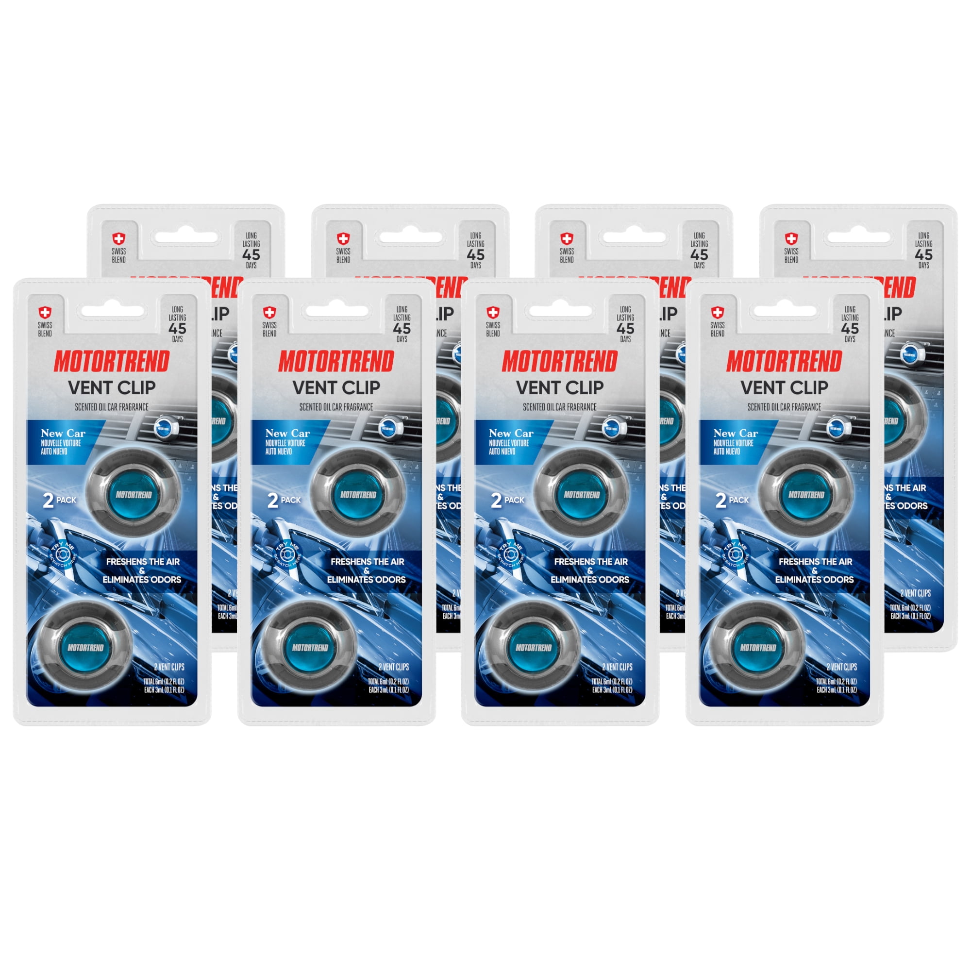 Motor Trend AF-302 (16 Count) Car Air Freshener Vent Clips for Car Truck Van SUV, Home & Kitchen, Long Lasting Odor Eliminator, Scented Oil Fragrance Diffuser - New Car Scent, 16 Count
