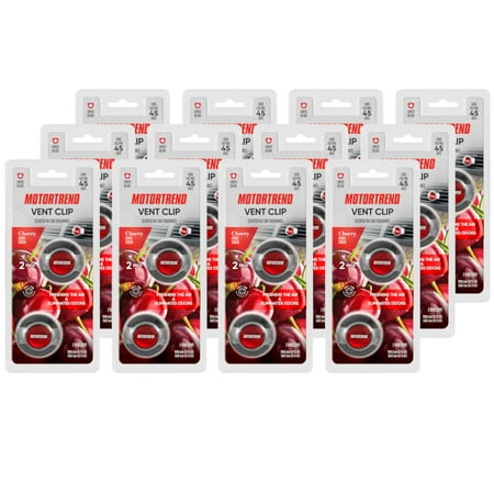 Motor Trend AF-302 (24 Count) Car Air Freshener Vent Clips for Car Truck Van SUV, Home & Kitchen, Long Lasting Odor Eliminator, Scented Oil Fragrance Diffuser - Cherry Scent, 24 Count