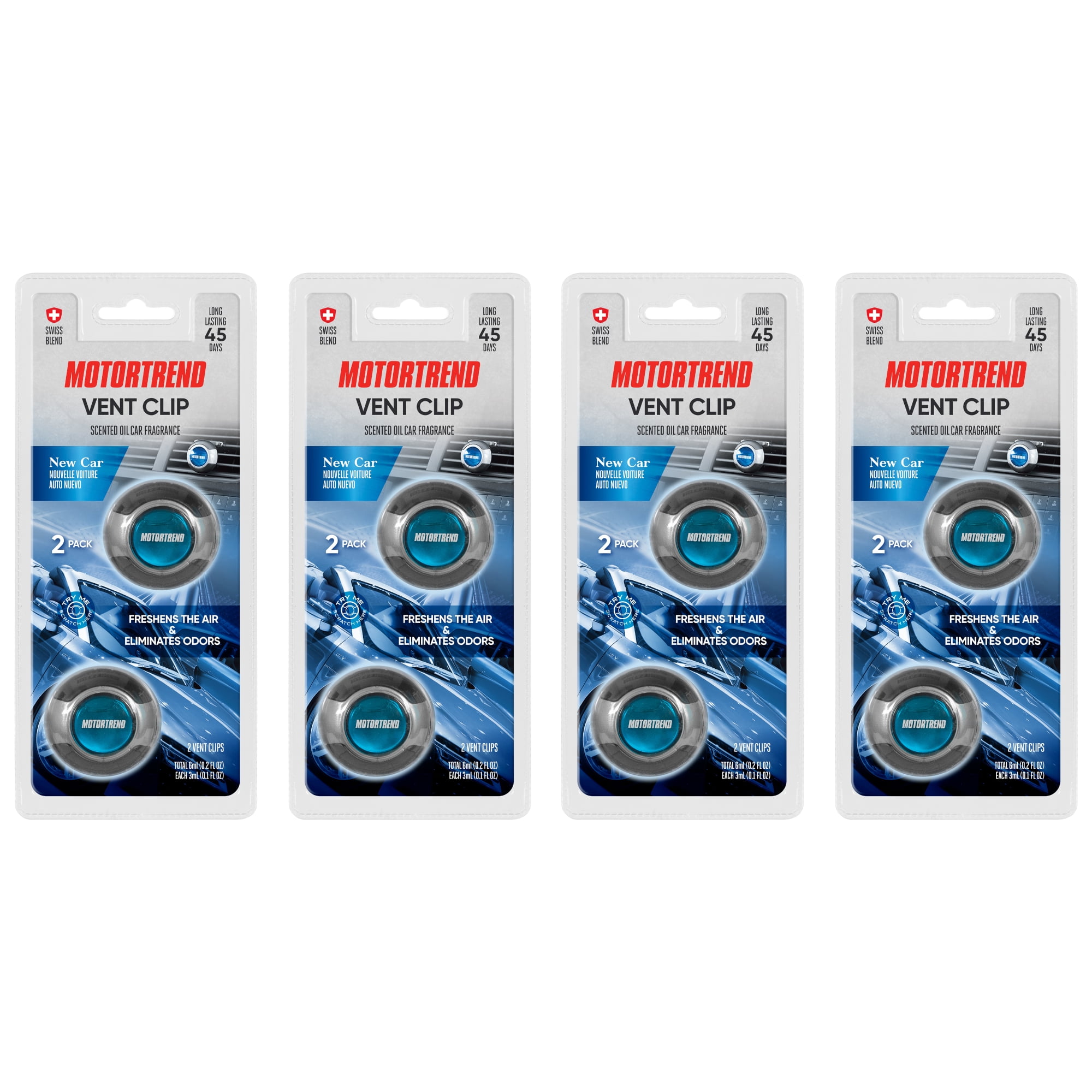 Motor Trend AF-302 (8 Count) Car Air Freshener Vent Clips for Car Truck Van SUV, Home & Kitchen, Long Lasting Odor Eliminator, Scented Oil Fragrance Diffuser - New Car Scent, 8 Count