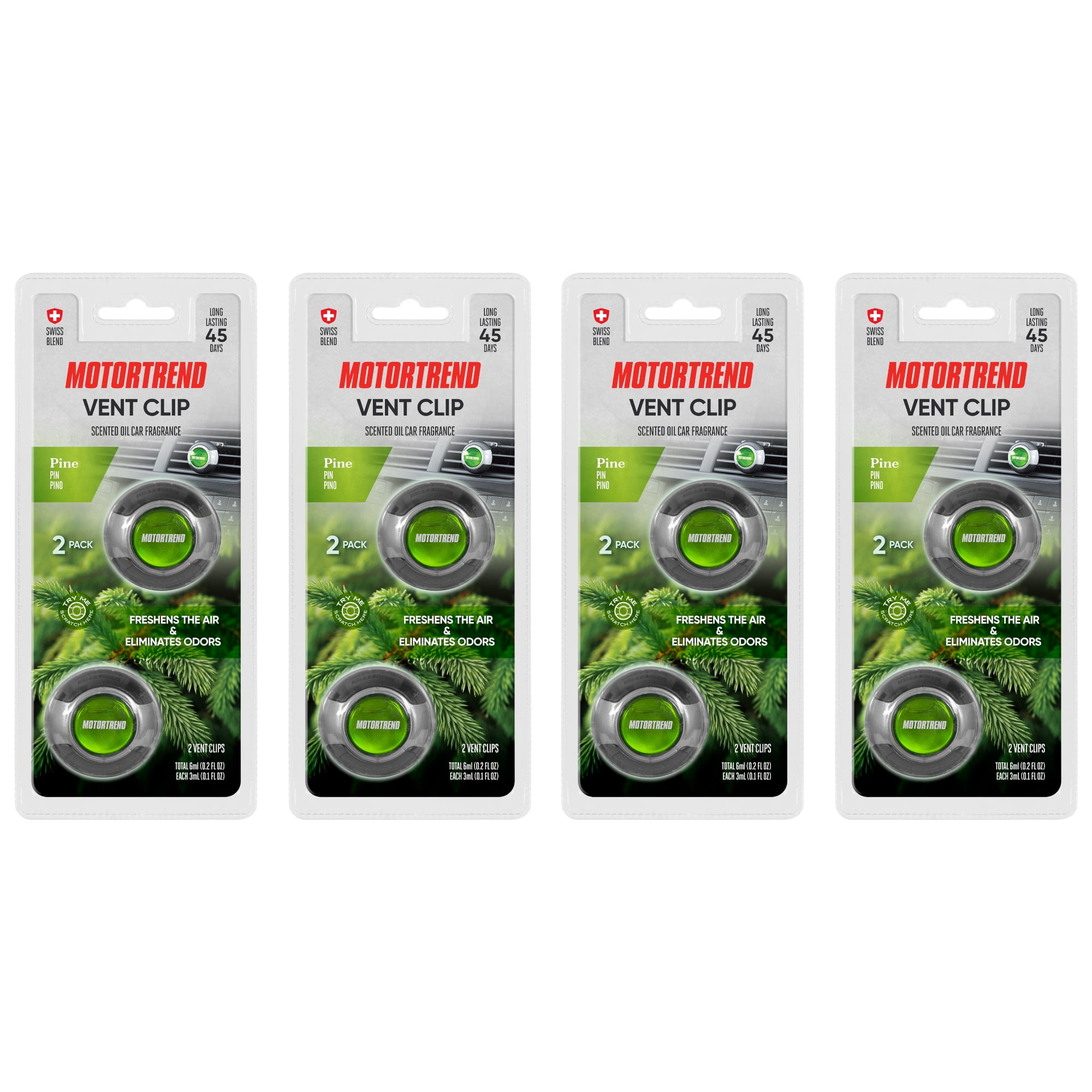 Motor Trend AF-302 (8 Count) Car Air Freshener Vent Clips for Car Truck Van SUV, Home & Kitchen, Long Lasting Odor Eliminator, Scented Oil Fragrance Diffuser - Pine Scent, 8 Count