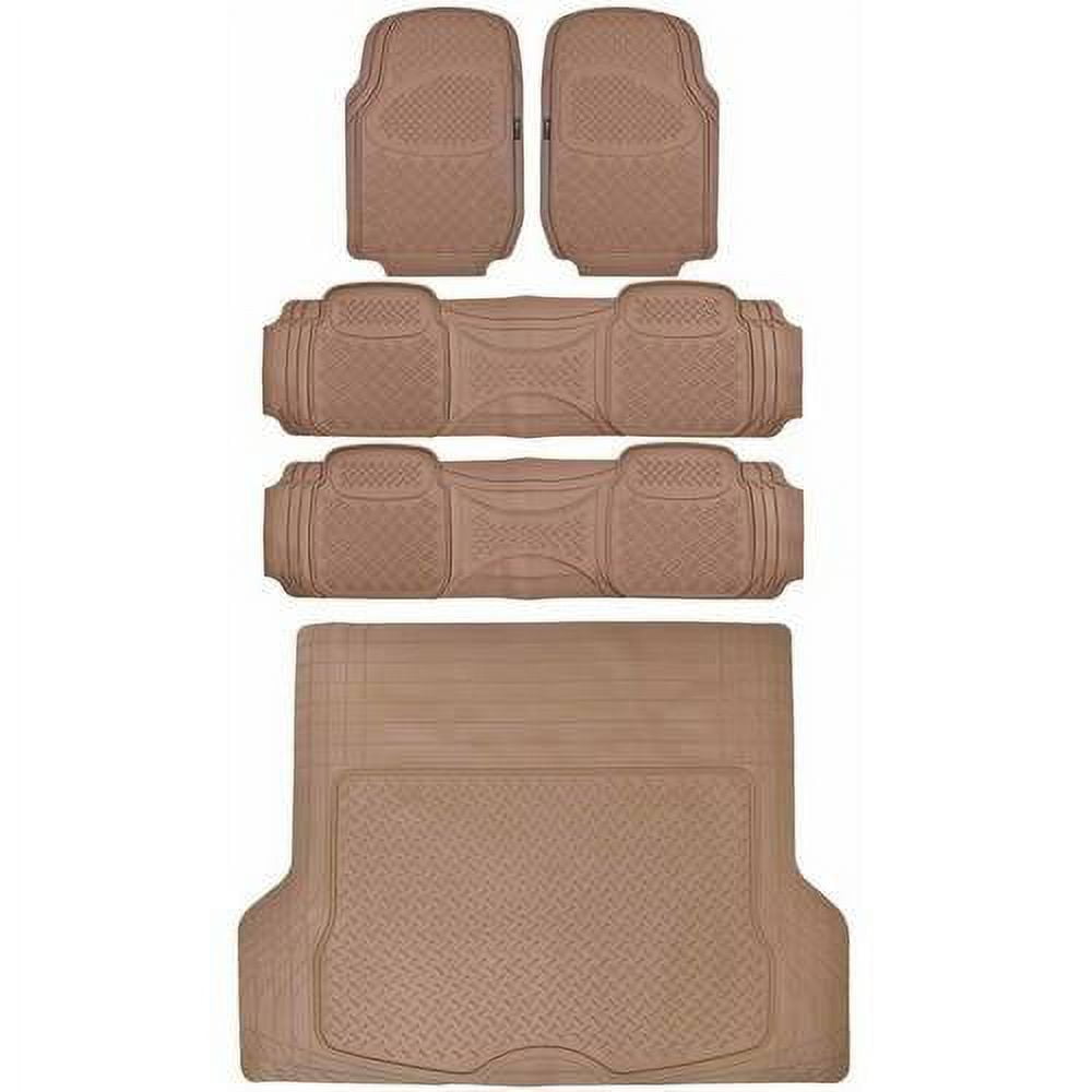 Motor Trend All Weather Car Floor Mats, 3 Rows with Large Cargo Trunk