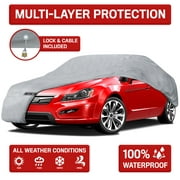 Motor Trend All Weather Protection, Universal Fit Car Cover, UV and Water Proof, Secure Lock & Bag Included