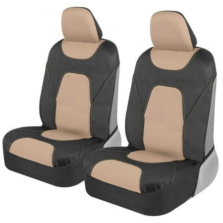 Motor Trend AquaShield Car Seat Covers for Front Seats, Beige Waterproof Seat Covers for Cars Trucks SUV