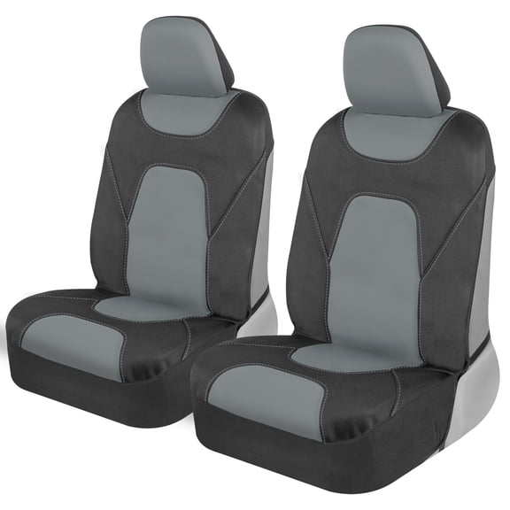 Motor Trend AquaShield Waterproof Front Car Seat Covers, Neoprene 2-Piece Padded Set, Universal Auto Interior Protectors, for Car Truck Van SUV, Gray