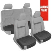 Motor Trend Black Faux Leather Full Set Car Seat Covers for Truck SUV, Padded Front Back Car Seat Protector Cushion