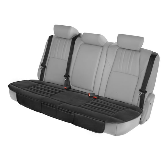 Motor Trend Black Faux Leather Rear Bench Car Seat Cover for Trucks SUV, Padded Car Seat Protector Cushion