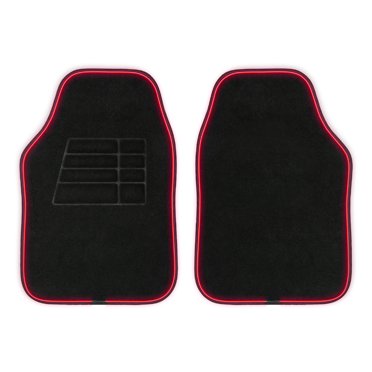 Yaruicar Custom Fit Car Floor Mats - Anti-Slip Water-Resistant Carpet Mats For Left/Right Hand Drive Cars, SUV, Truck & Van (Black Red)