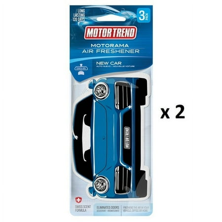 Motor Trend Car Air Freshener ‚ Long Lasting Odor Eliminating Scent / Deodorizer for Cars, Trucks, Van, SUV, Home & Kitchen, 3 Pcs Per Pack (New Car Smell - 2 Pack) 6 Air Fresheners Total