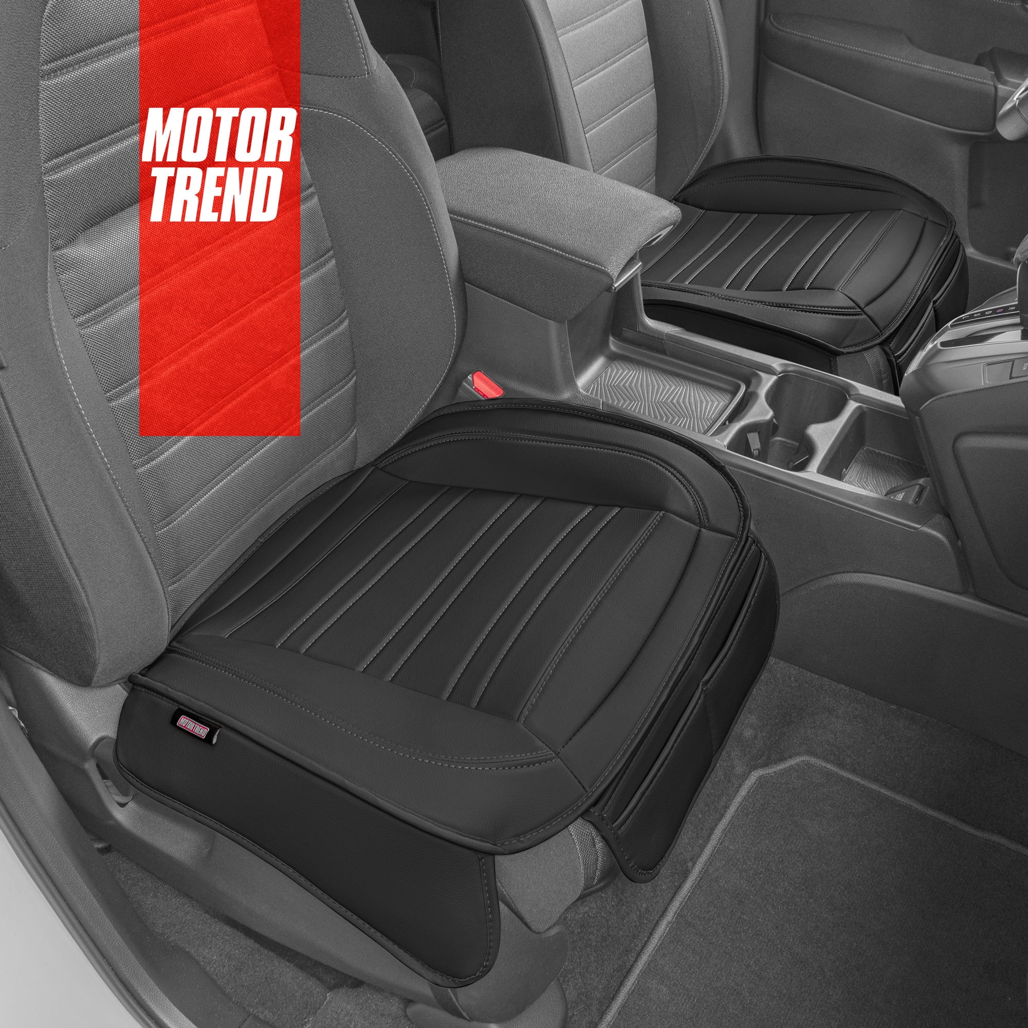 Auto Drive 1pc Full Size Seat Cushion Leather Black - Universal Fit, 2