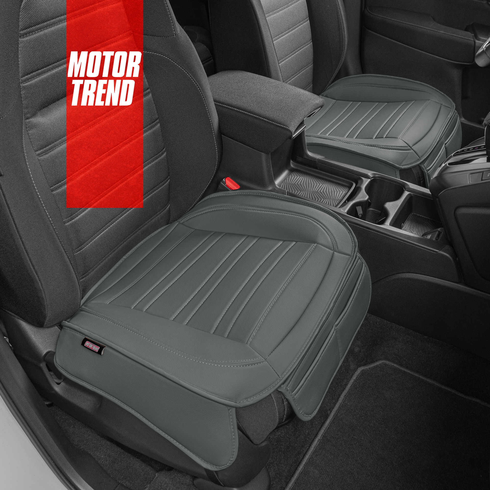 Motor Trend Car Seat Covers for Auto Truck SUV, Gray Faux Leather Front  Seat Covers for Cars, 2-Pack