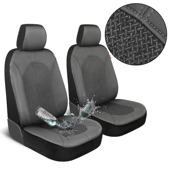 Motor Trend Charcoal Gray Car Seat Covers Set - 2 Front Seats Spill-Proof Neoprene CarSeat Cover Protector for Cars Automotive Interior Car Accessories for SUV & Small Trucks Semi Universal Fit