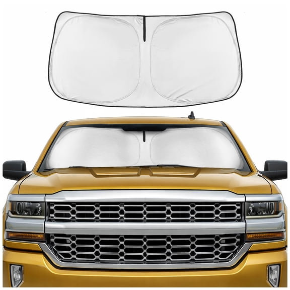 Motor Trend Custom Fit GMC Sierra & Chevy Silverado Windshield Sun Shade - Fits All (2014-2018) Trims - Car Windshield Sunshade Sierra & Silverado Accessories - Automotive Interior Protection