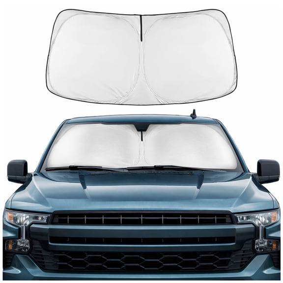 Motor Trend Custom Fit GMC Sierra & Chevy Silverado Windshield Sun Shade - Fits All (2019-2026) Trims - Car Windshield Sunshade Sierra & Silverado Accessories - Automotive Interior Protection