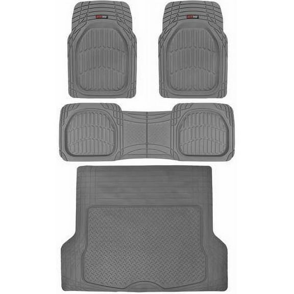 Motor Trend DeepDish Car Floor Mats 3 Piece with Cargo Trunk Mat, Large, 100 Percent Odorless Clean Rubber, 3 Colors