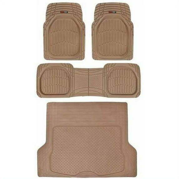 Motor Trend DeepDish Car Floor Mats 3 Piece with Cargo Trunk Mat, Large, 100 Percent Odorless Clean Rubber, 3 Colors