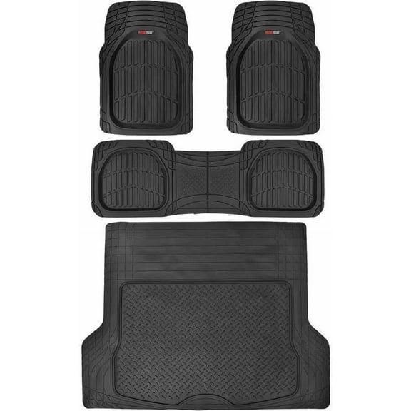 Motor Trend DeepDish Car Floor Mats 3 Piece with Cargo Trunk Mat, Large, 100 Percent Odorless Clean Rubber, 3 Colors
