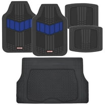 Motor Trend DualFlex Blue Floor Mats for Cars & Cargo Mat Full Set - All Weather Front & Rear Rubber Automotive Floor Mats & Cargo Liner for SUV, Car, & Van - Interior Trunk Mat & Floor Cover