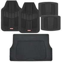 Motor Trend DualFlex Black Floor Mats for Cars & Cargo Mat Full Set - All Weather Front & Rear Rubber Automotive Floor Mats & Cargo Liner for SUV, Car, & Van - Interior Trunk Mat & Floor Cover