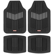 BDK 3-Piece Gray Rubber Floor Mats (Front + Rear), Heavy Duty Universal Fit Liners for Cars SUVs Trucks Vans, All Weather Protection Anti-Slip Nibs, Flexible Contours Fits Most Vehicles
