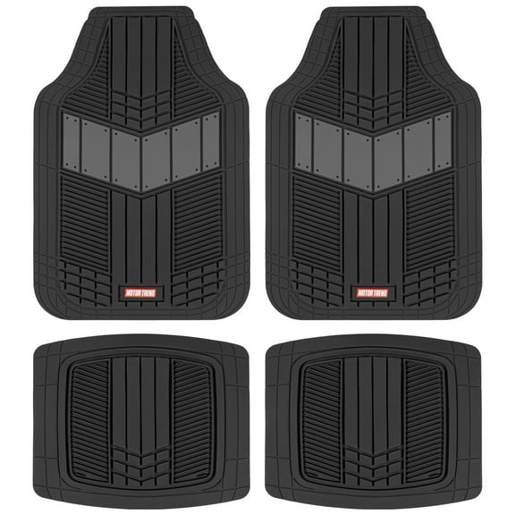BDK 3-Piece Gray Rubber Floor Mats (Front Rear), Heavy Duty Universal Fit Liners for Cars SUVs Trucks Vans, All Weather Protection Anti-Slip Nibs, Flexible Contours Fits Most Vehicles