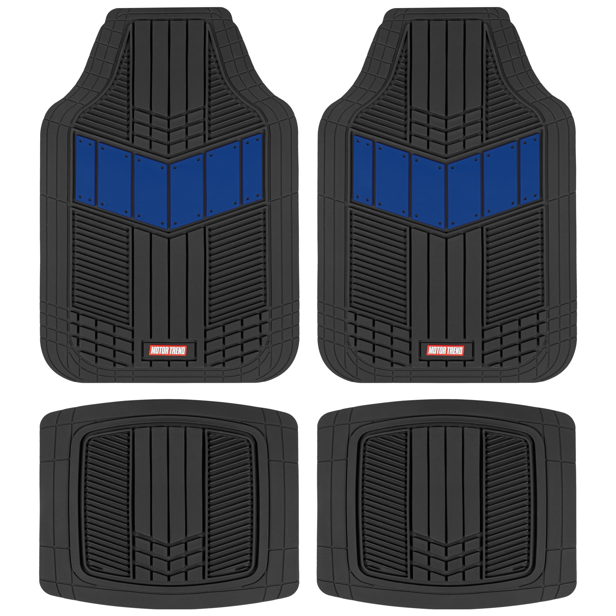 BDK Heavy Duty Blue Rubber Car Mats Full Set - Universal Trim-To-Fit All Weather Floor Mats - Floor Mats for Car Accessories - Front & Back Interior Floor Mats for Truck Accessories