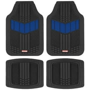 BDK Heavy Duty Blue Rubber Car Mats Full Set - Universal Trim-To-Fit All Weather Floor Mats - Floor Mats for Car Accessories - Front & Back Interior Floor Mats for Truck Accessories