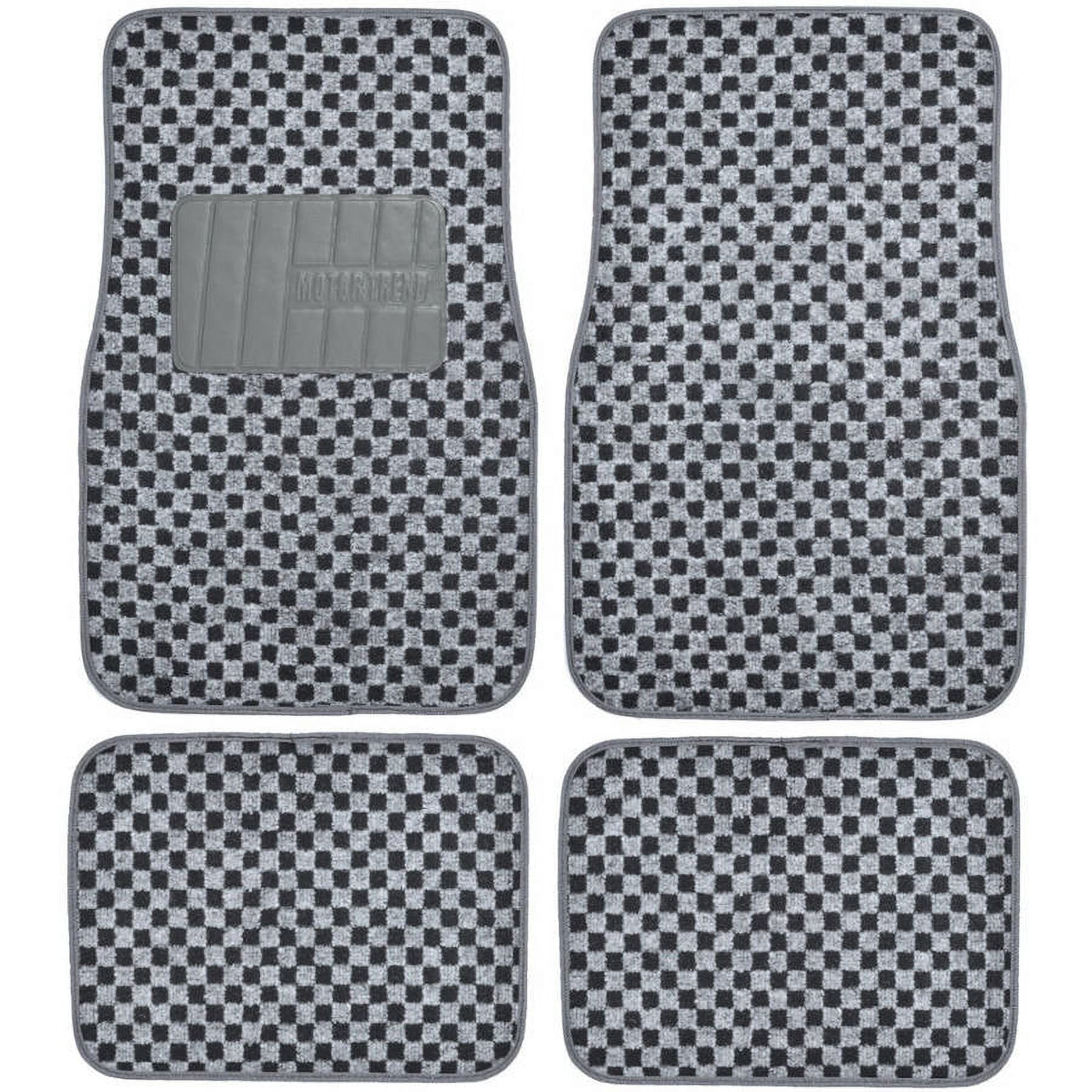 Motor Trend FatRug Checkered Carpet Floor Mats, Gray, Vintage