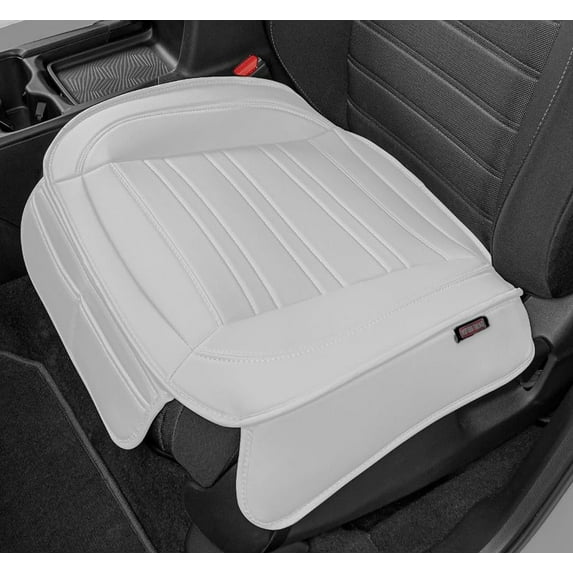 Motor Trend Faux Leather Front Seat Cover for Cars - (1) White Front Car Seat Covers for SUV & Truck with Storage Pockets - Automotive Car Seats Cover Protector - For Bottom Cushion Coverage Only