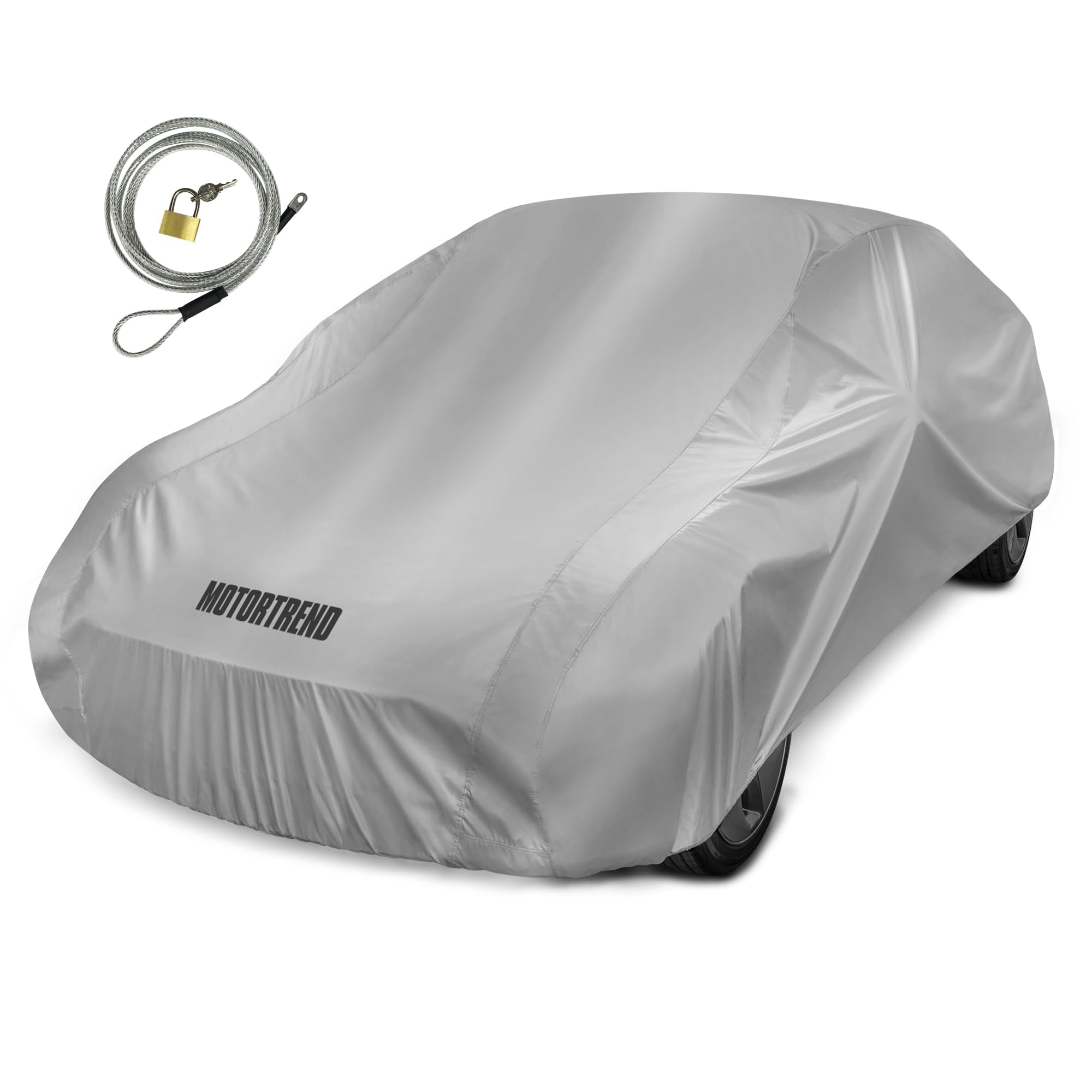 Motor Trend FlexCover Waterproof Car Cover for Rain Wind All Weather L Fits up to 190 x 70 x 50 inches E11