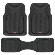 Motor Trend FlexTough 3D Car Rubber Floor Mats - Deep Dish Heavy Duty Rubber for Car SUV Truck & Van - All Weather Protection (Black)