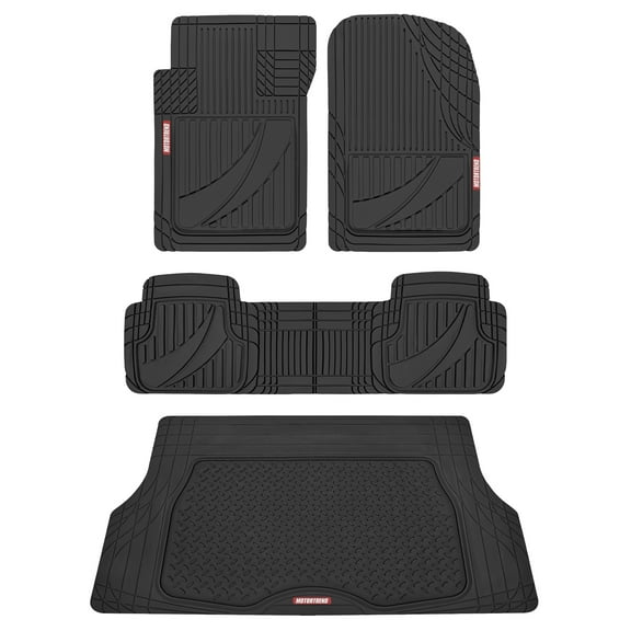 Motor Trend FlexTough Advanced Performance Car Floor Mats & Cargo Liner - 4pc HD Rubber Floor Mats & Trunk Mat for Car SUV Van Auto