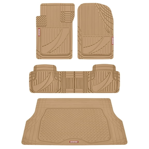 Motor Trend FlexTough Advanced Performance Car Floor Mats & Cargo Liner - 4pc HD Rubber Floor Mats & Trunk Mat for Car SUV Van Auto