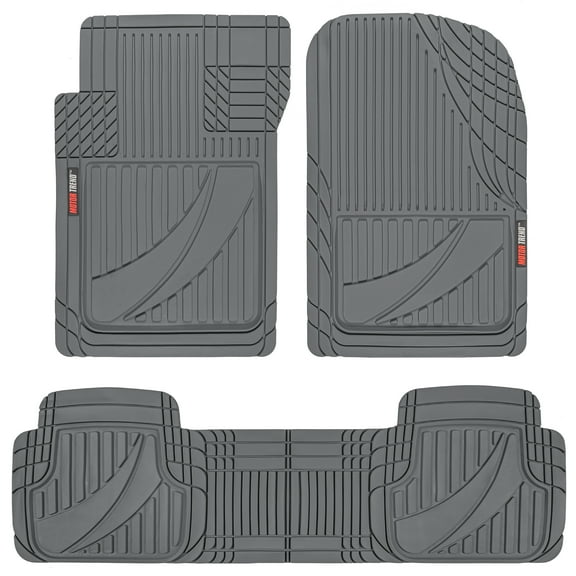 Motor Trend FlexTough Advanced Performance Mats - 3pc Rubber Floor Mats for Car SUV Auto All Weather Plus - 2 Front & Rear Liner