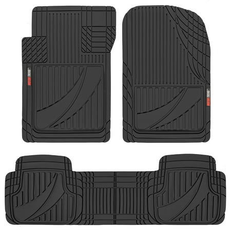 Motor Trend FlexTough™ Advanced Black Rubber Car Floor Mats – Heavy Duty Trim to Fit All Weather Floor Mats for Cars Truck SUV - Automotive Car Interior Floor Liner Protection - Universal Fit
