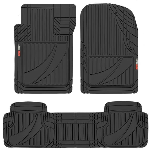 Motor Trend FlexTough™ Advanced Black Rubber Car Floor Mats – Heavy Duty Trim to Fit All Weather Floor Mats for Cars Truck SUV - Automotive Car Interior Floor Liner Protection - Universal Fit