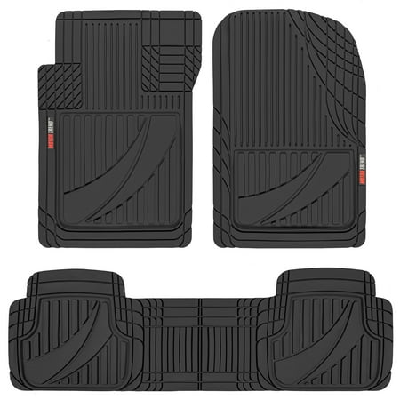 Motor Trend FlexTough™ Advanced Black Rubber Car Floor Mats - Heavy Duty Trim to Fit All Weather Floor Mats for Cars Truck SUV - Automotive Car Interior Floor Liner Protection - Universal Fit