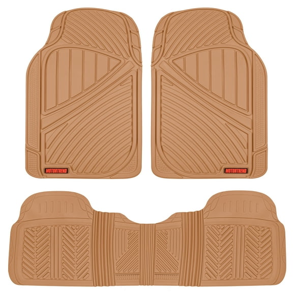Motor Trend FlexTough Baseline Car Rubber Floor Mats Odorless Heavy Duty Fit for Sedan SUV Van Truck (Beige)